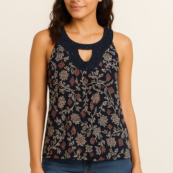 Lucky Brand Sleeveless Boho Print Top - Picture 1 of 4